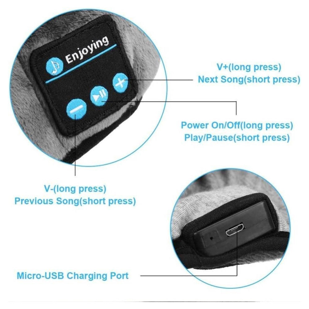 Trade Shop - Mascherina Occhi Per Dormire Con Cuffie Wireless Integrate Bluetooth 5.0 Morbida -