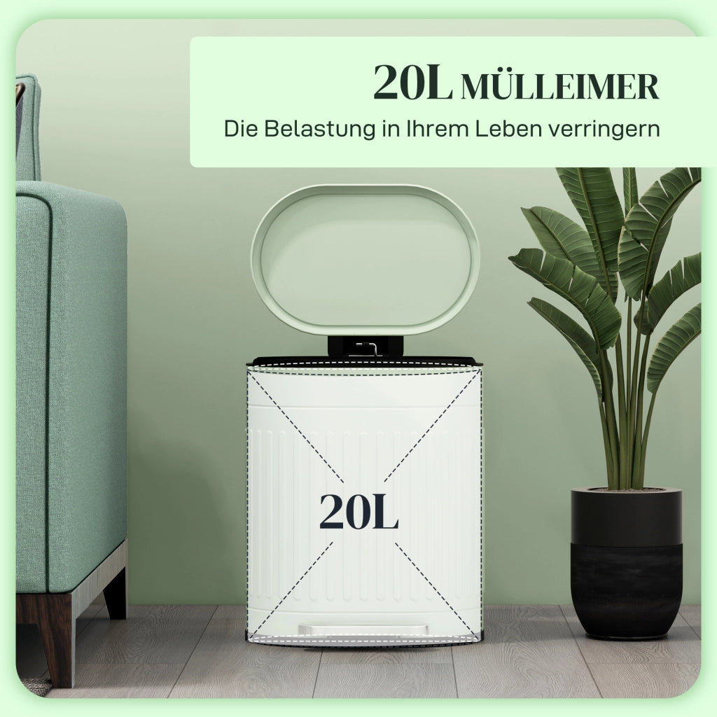Secchio per rifiuti 20L con coperchio pedale e cestino interno estraibile ¨C zephmum ¨C Verde 36,5x31,2x45 cm