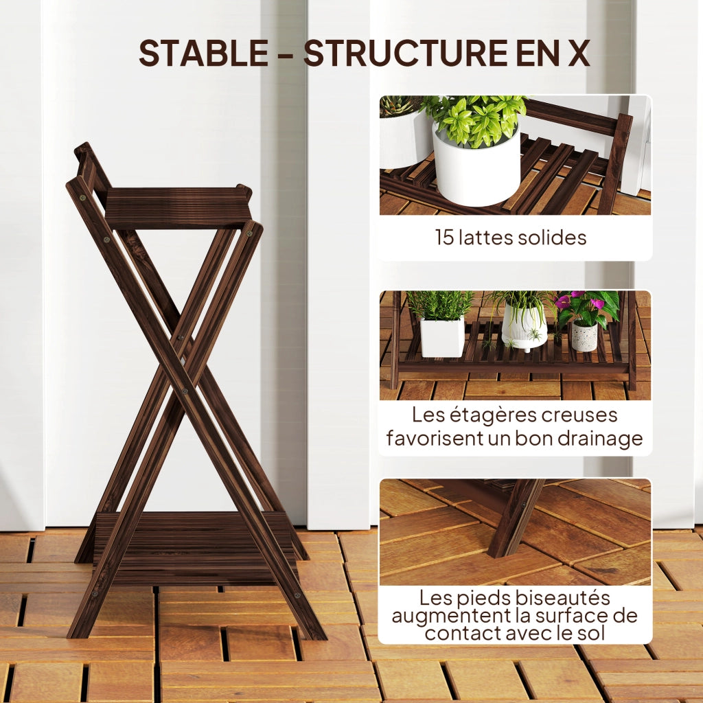 Scaffale per piante 2 livelli ¨C Xylo ¨C legno marrone 73x36x64 cm