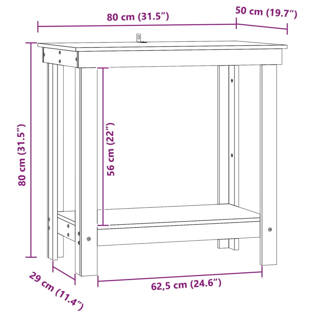 Banco da lavoro con lo scaffale Marrone Cera 80 x 50 x 80 cm 870298