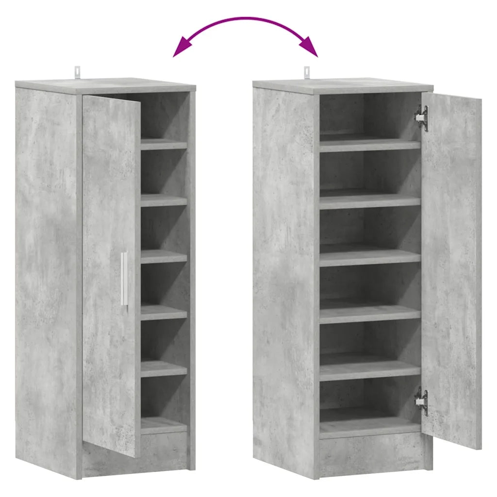 Scarpiera-Scaffale per scarpe Grigio Cemento 32x35x92 cm in Truciolato