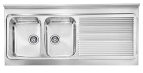 Lavello ROSSANA appoggio 135X60 2 vasche destre+ gocciolatoio ACCIAIO INOX 031138.D1.01.2009
