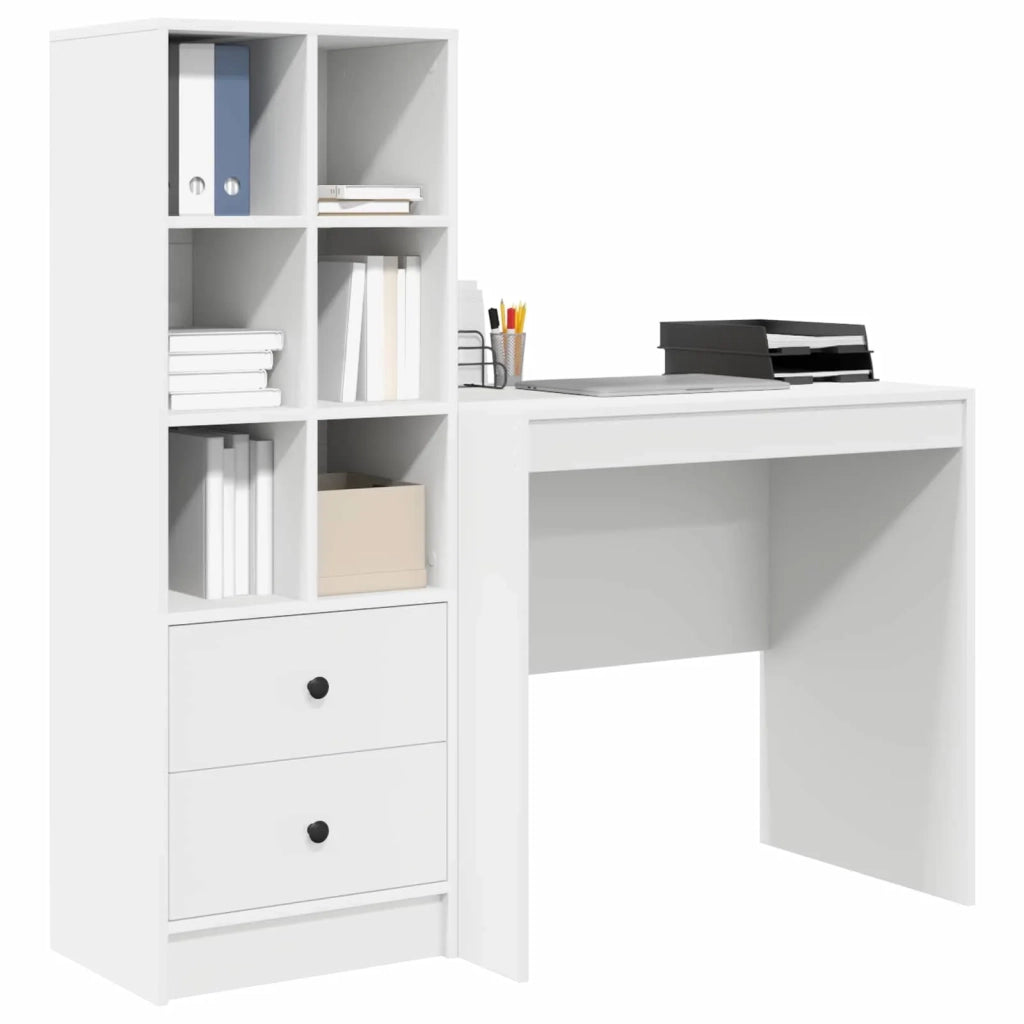 Scrivania con cassetto con lo scaffale 2 pcs Bianco 3337353