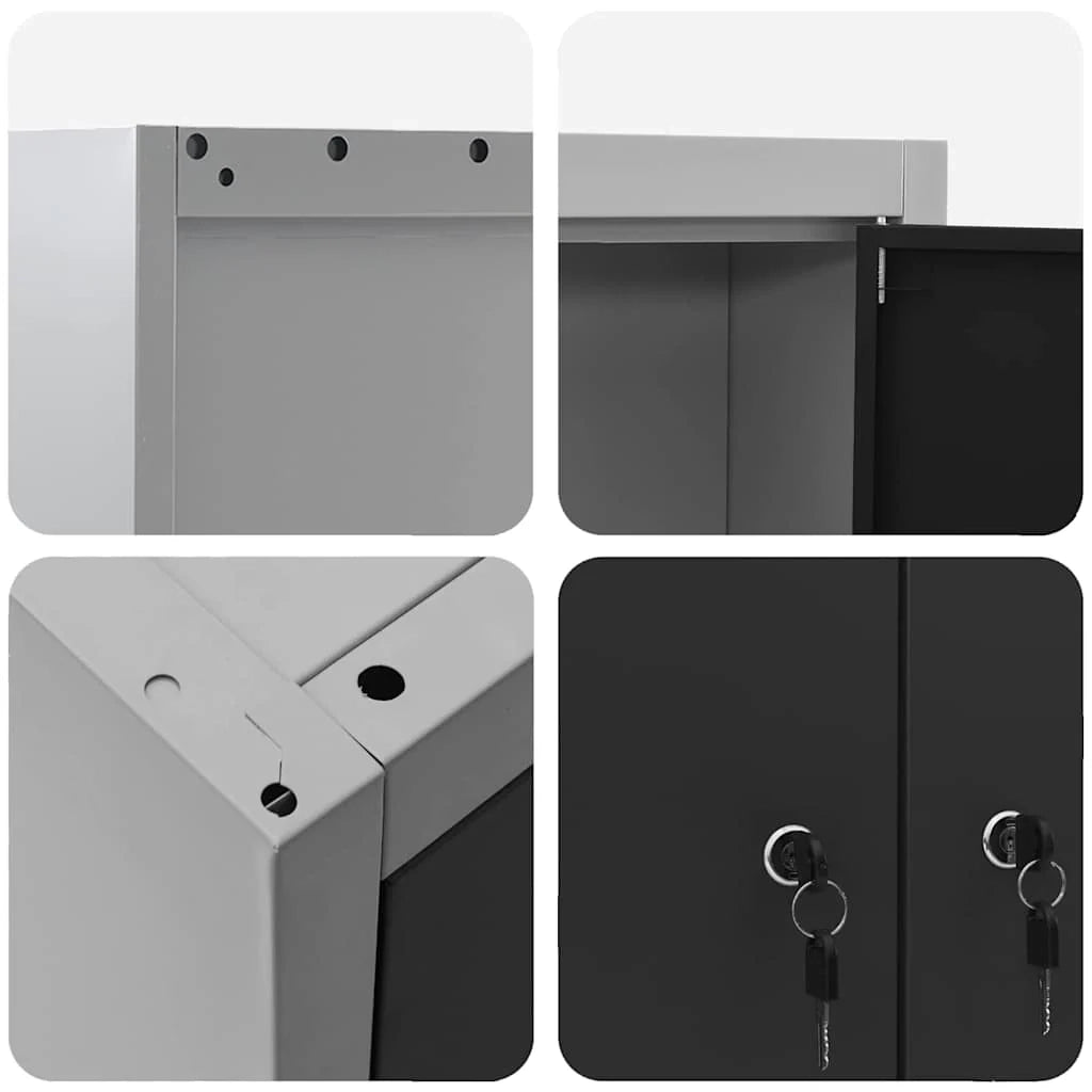 Armadio portautensili industriale dal design moderno 100 x 20 x 55 cm con ripiani regolabili e serratura di sicurezza in acciaio nero 02_0058028