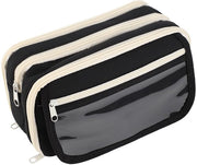 Etui per bambini, 22 * 8 * 12 cm, etui resistente con molte tasche, etui portatile estetico per scuola, ufficio e casa (nero)