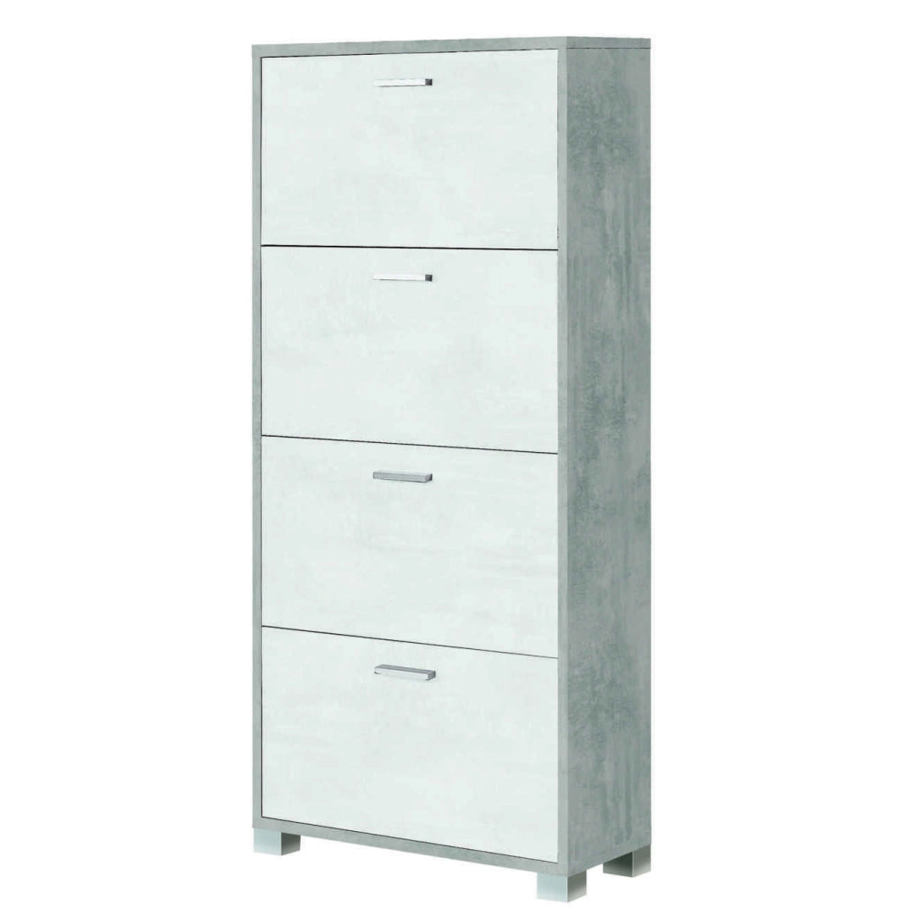 SCARPIERA CEMENTO 70X29XH154CM 4 RIBALTE BIANCHE