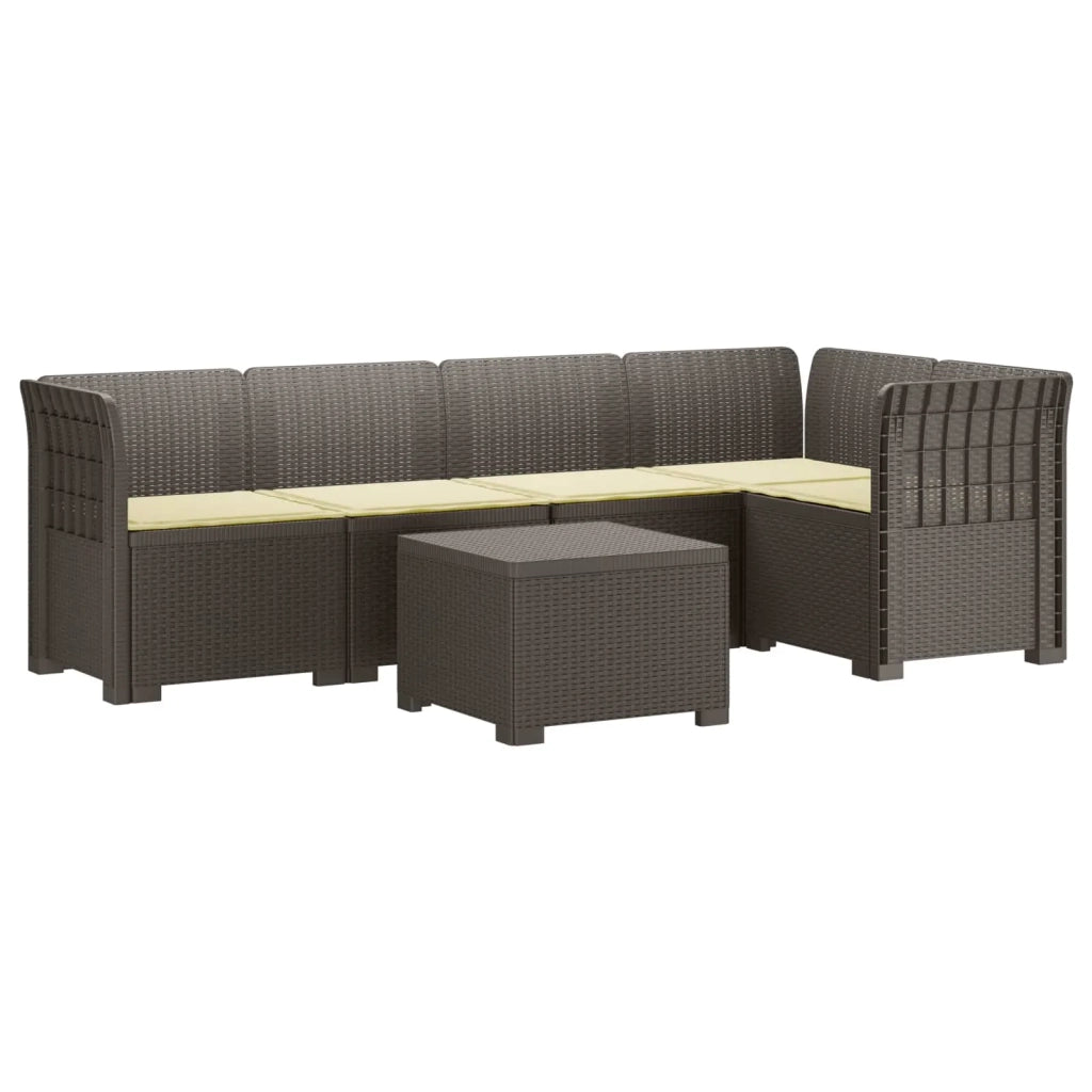 Divano da Giardino 5 Posti con Cuscini Stile Rattan PP 3444082