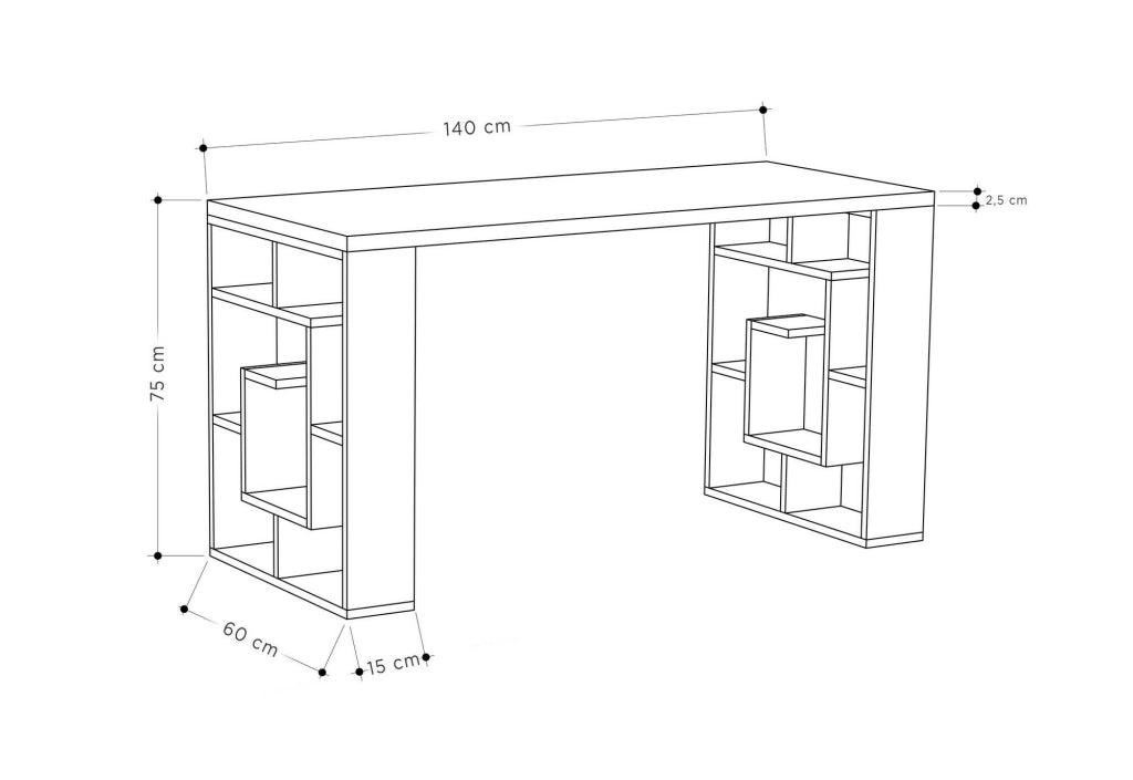 Archidamia, Scrivania Materiale Piano in Legno Nobilitato, 140x60x75h cm Bianco