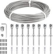 Supporto per piante di corda in acciaio inossidabile 304 completo di supporto per parete e cavo di acciaio 3 mm per piante di corda - 8 supporti 12 corda