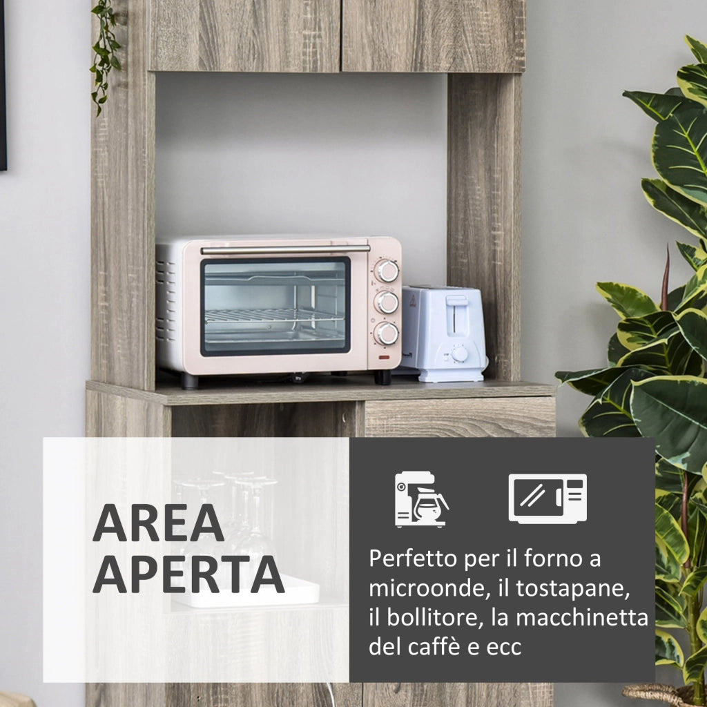 Credenza Moderna Alta 71x41x178 cm in Legno truciolare Grigio