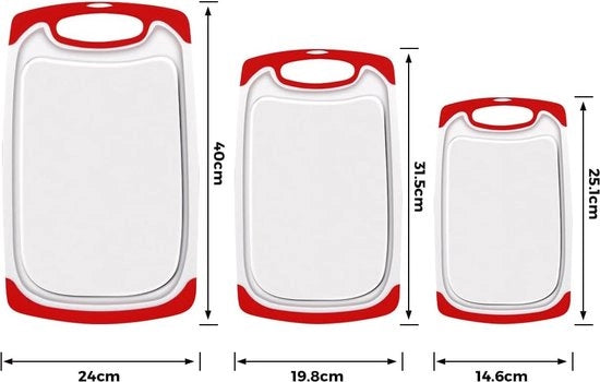 Set di piatti da taglio, antiscivolo, piatti da taglio in plastica, antibatterico, canale per succhi d'olio e manico, senza BPA, lavabile in lavastoviglie, piatto da colazione