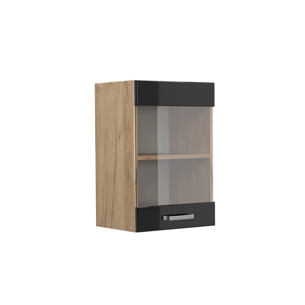 Vicco Mobile da cucina in vetro Nero lucido 40 cm