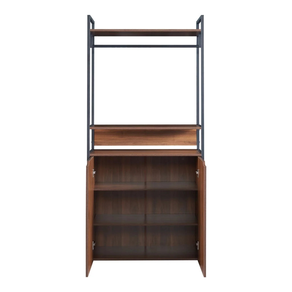 Appendiabiti appendiabiti guardaroba armadio aperto con mobile 180 x 84 x 40 cm effetto noce nero 03_0010296
