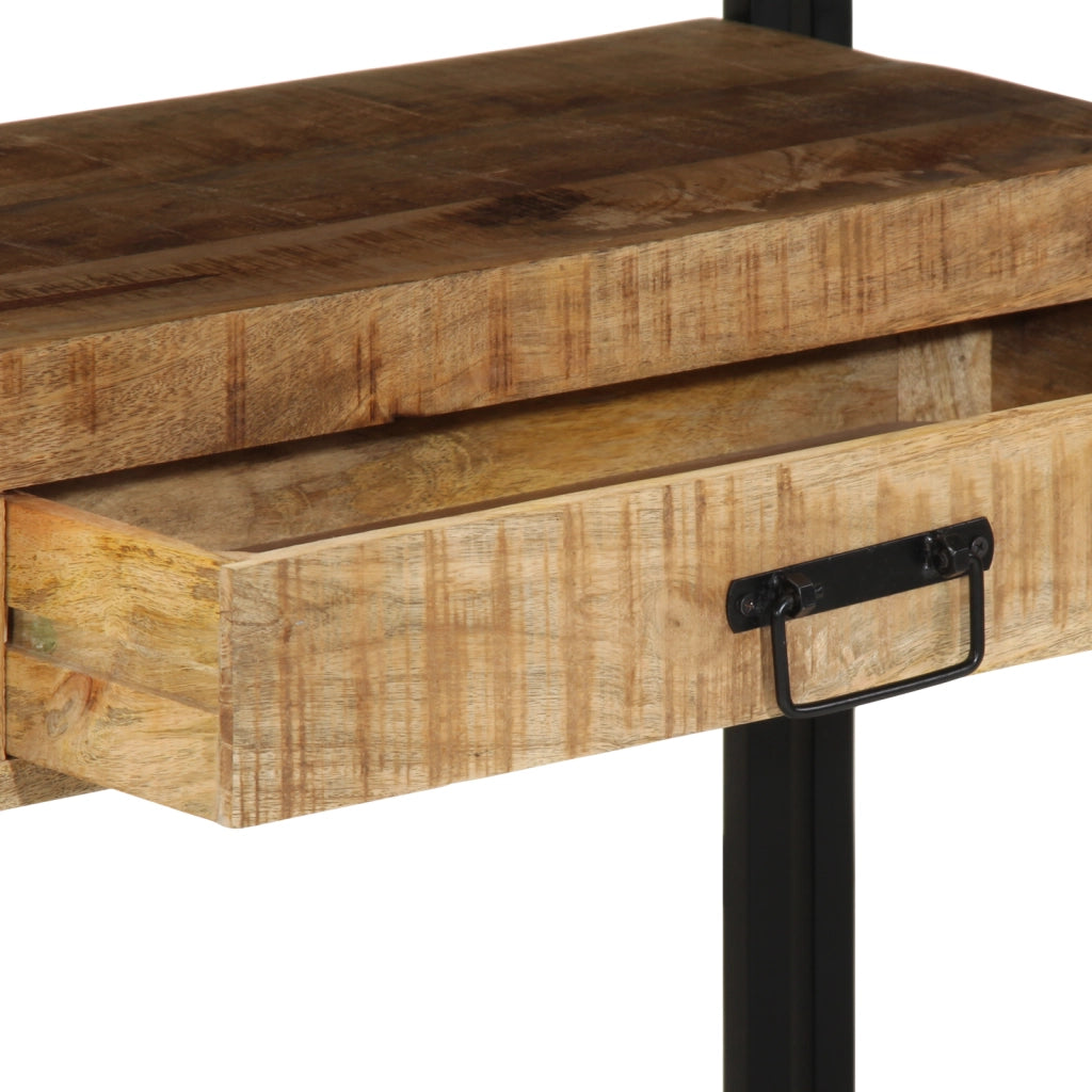 Tavolini Nero 120x33x75 cm Legno Massello di Mango e Metallo
