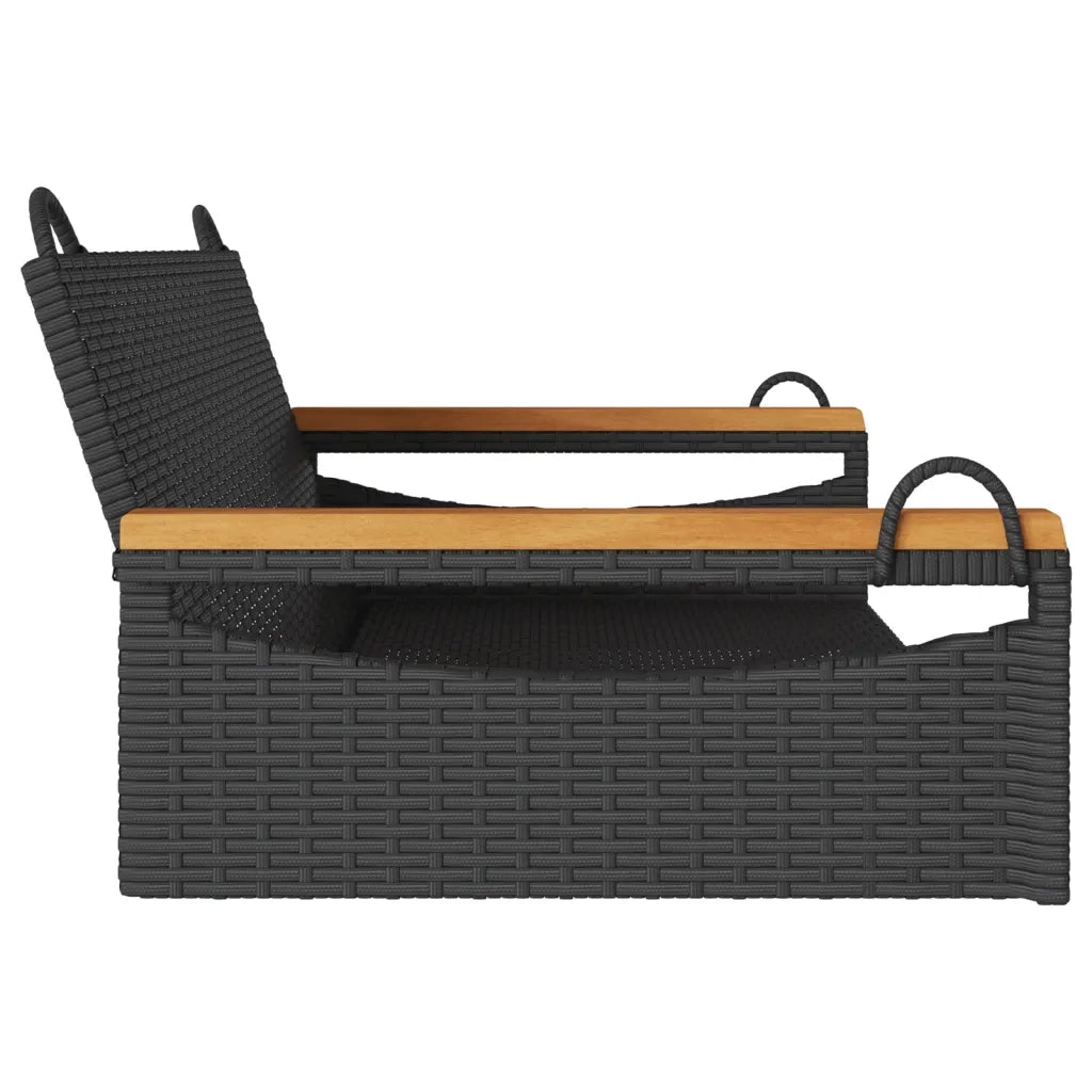 Panca da Giardino | Panchina Dondolo Nera 109x62x40 cm in Polyrattan