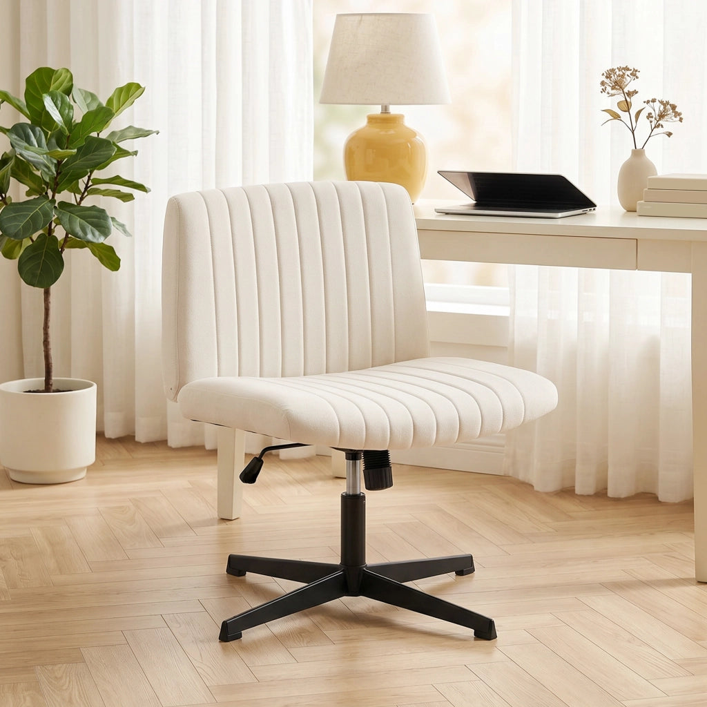 Sedia da Ufficio Regolabile con Rivestimento Tessile e Schienale ¨C Zephmum ¨C Cremewei?
