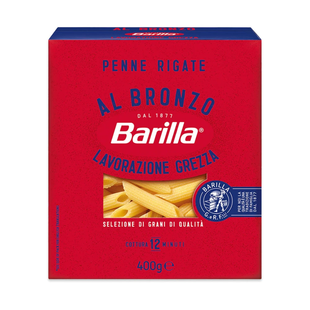 barilla penne rigate pasta trafilata al bronzo confezione da 400 grammi