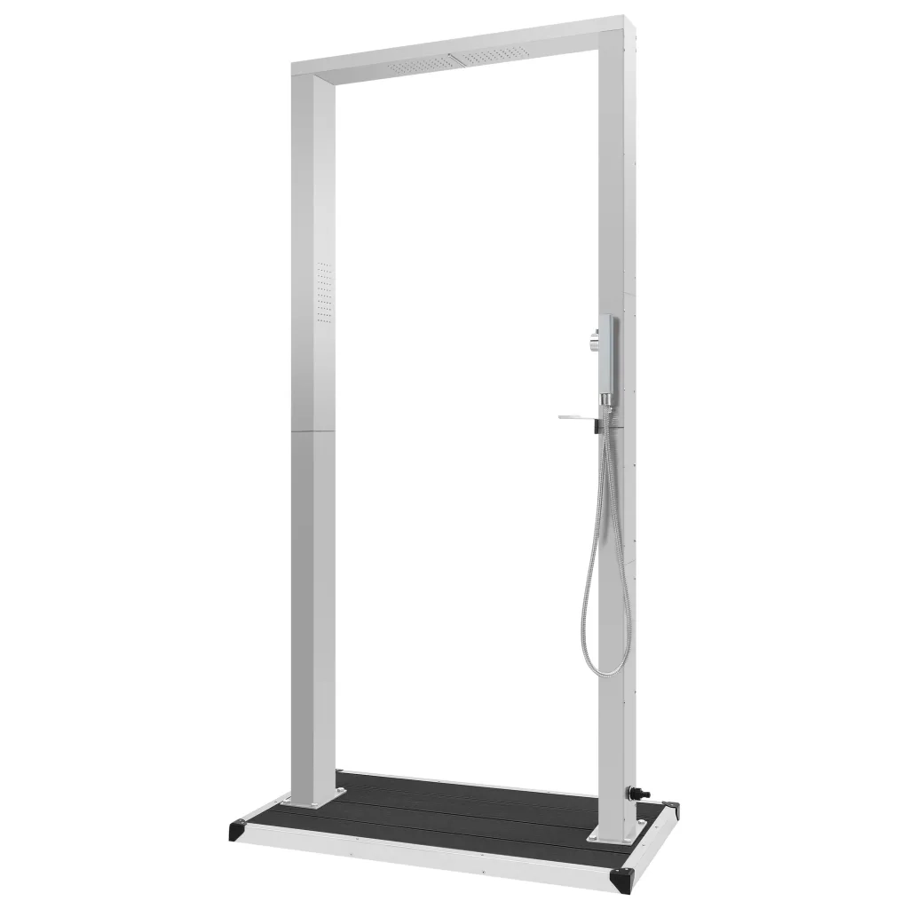 Doccia da Esterno con Piatto in WPC Acciaio Inossidabile cod mxl 47253