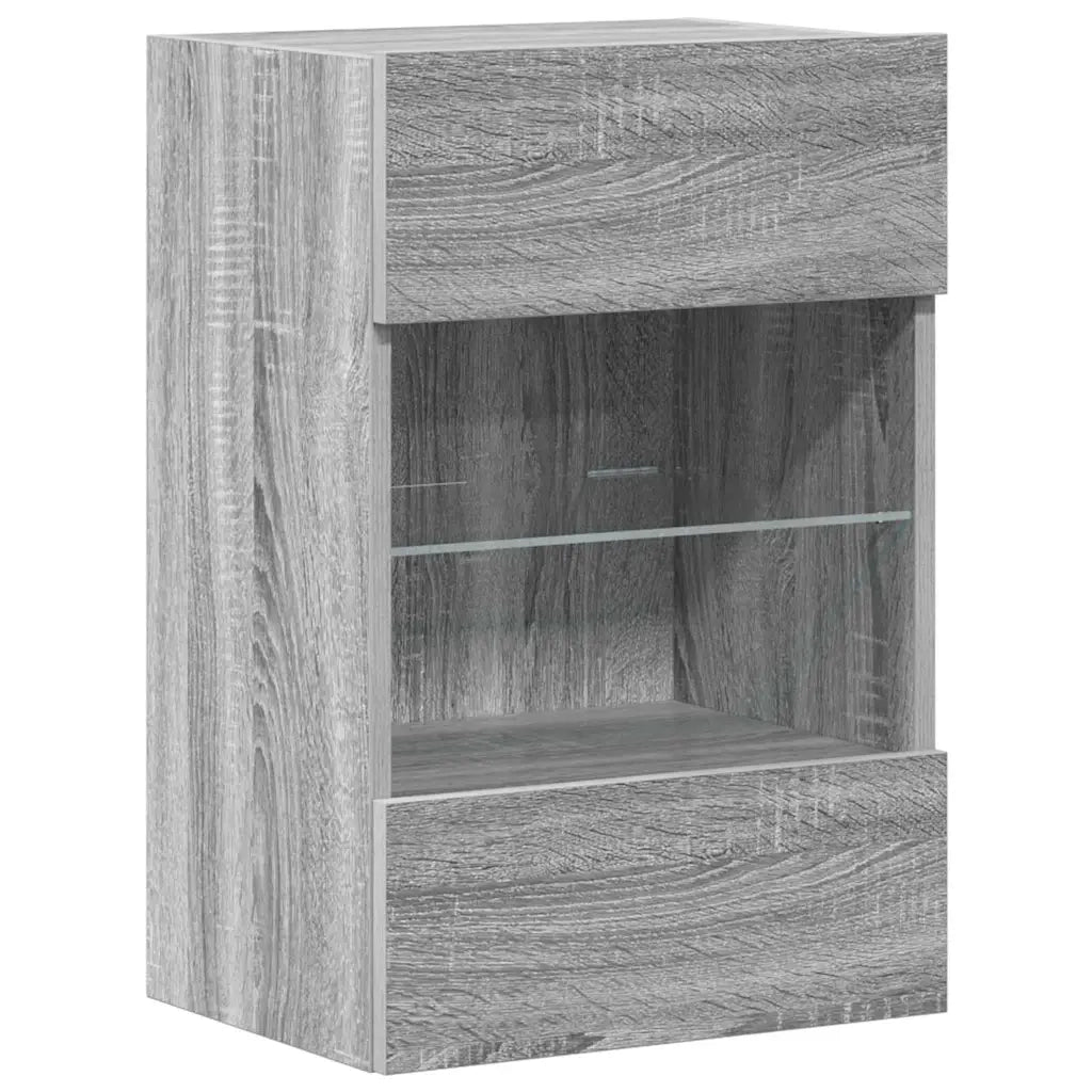 Mobili da parete con luci LED per TV 2pz-Credenza per TV Grigio Sonoma 40x30x60,5 cm