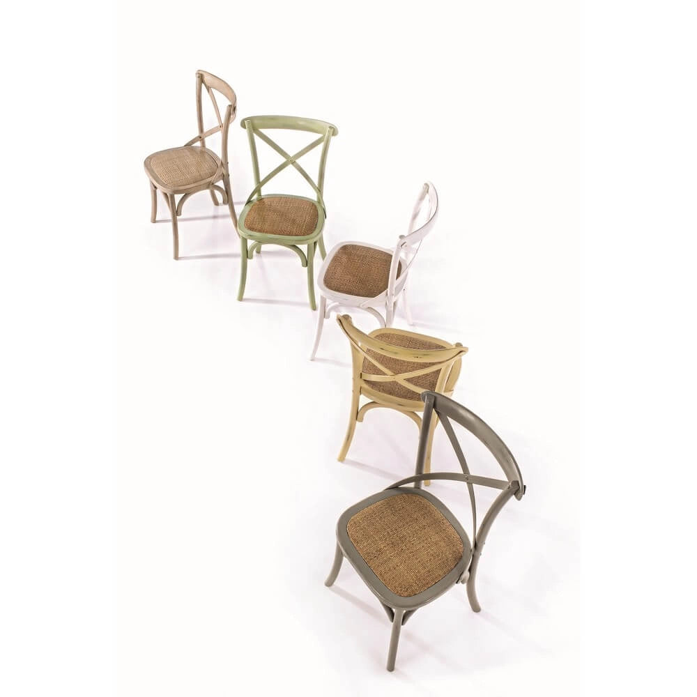 Sedia in Legno di Olmo con Seduta in Rattan Naturale - CROSS