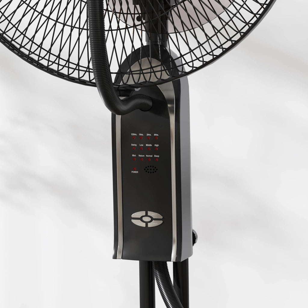 Ventilatore Nebulizzatore Regolabile 3 Velocità 44,5x38,5x120 cm con Telecomando in Metallo e Plastica Nero