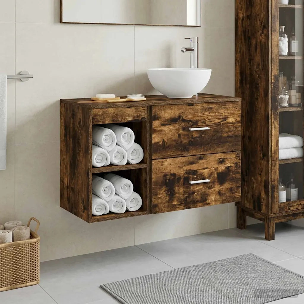 Set di mobili per il bagno 2 pcs Rovere Fumo 3403876