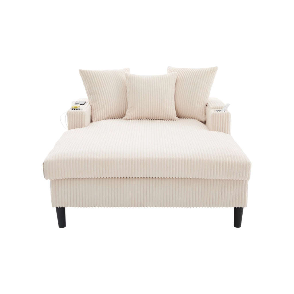 Divano Angolare Chaise Longue con Contenitore, LED, USB ¨C MINIMAL ¨C Velluto a Coste