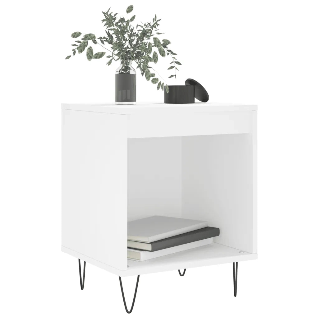 Comodino Bianco 40x35x50 cm in Legno Multistrato 830716