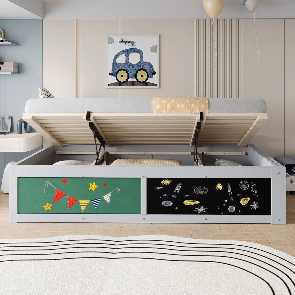 Letto Singolo con Contenitore e Scrittoio ¨C Xylo ¨C Grigio, 90x200