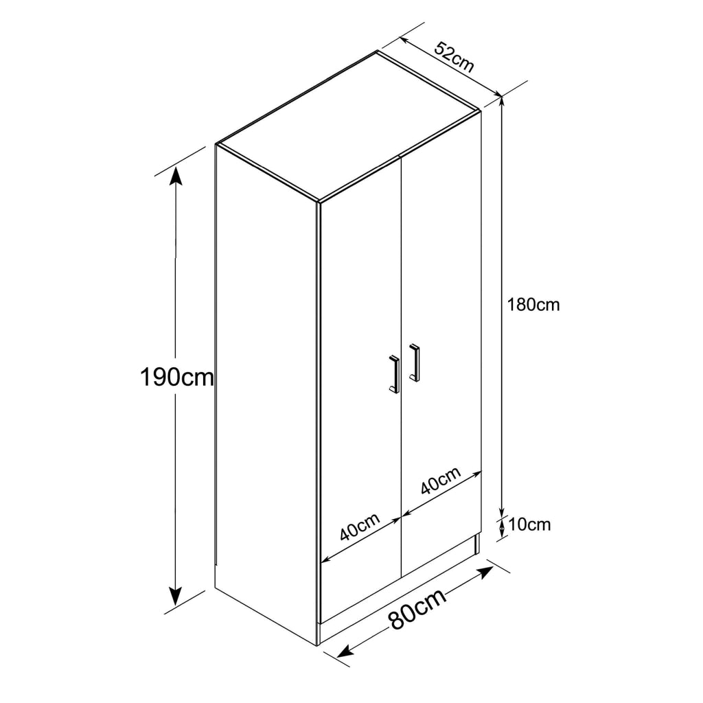 Armadio due ante in Legno Composito cm 77x50x190 - NORM