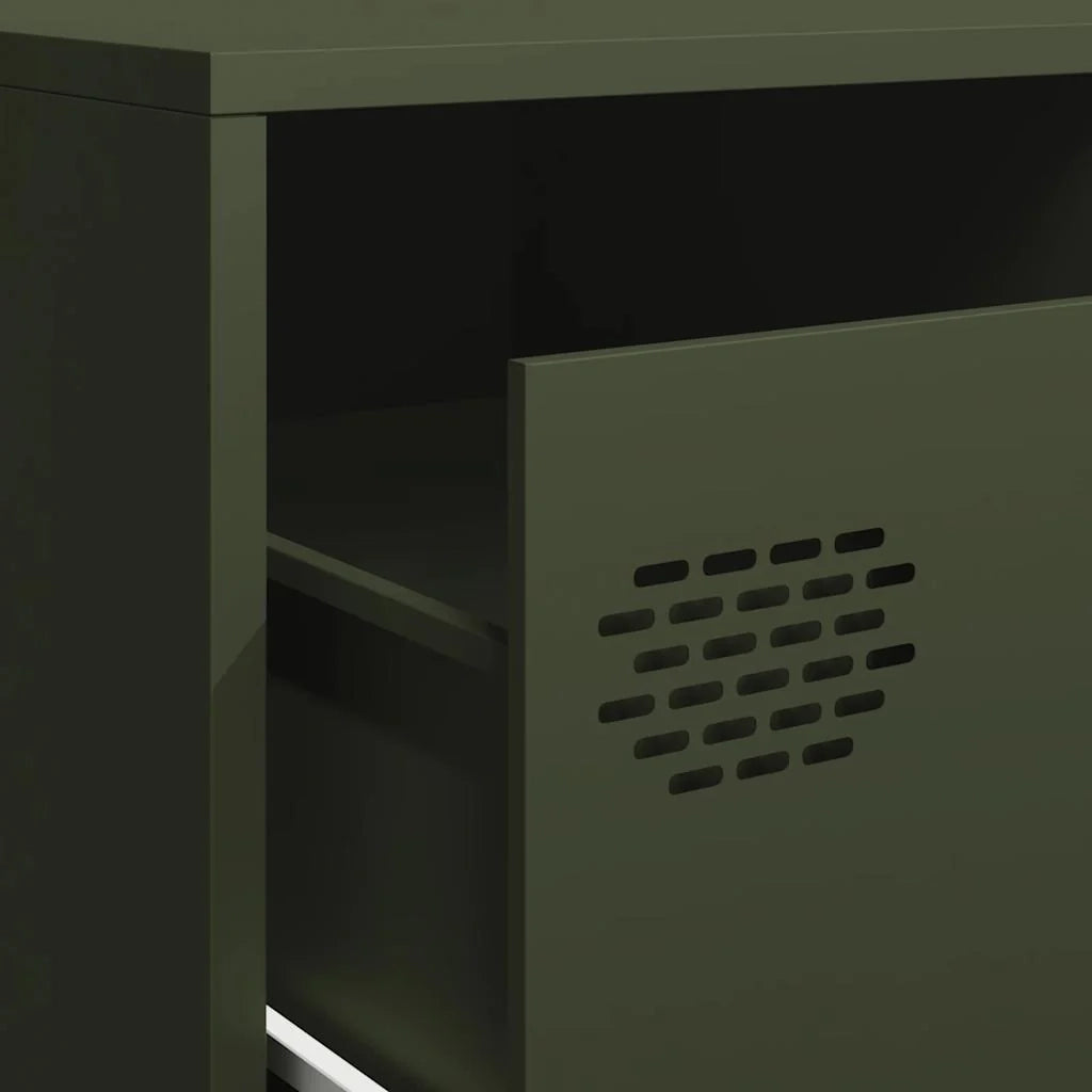 Mobile porta TV pratico e spazioso 202 x 39 x 43 cm stile contemporaneo acciaio laminato a freddo verde oliva 02_0055636