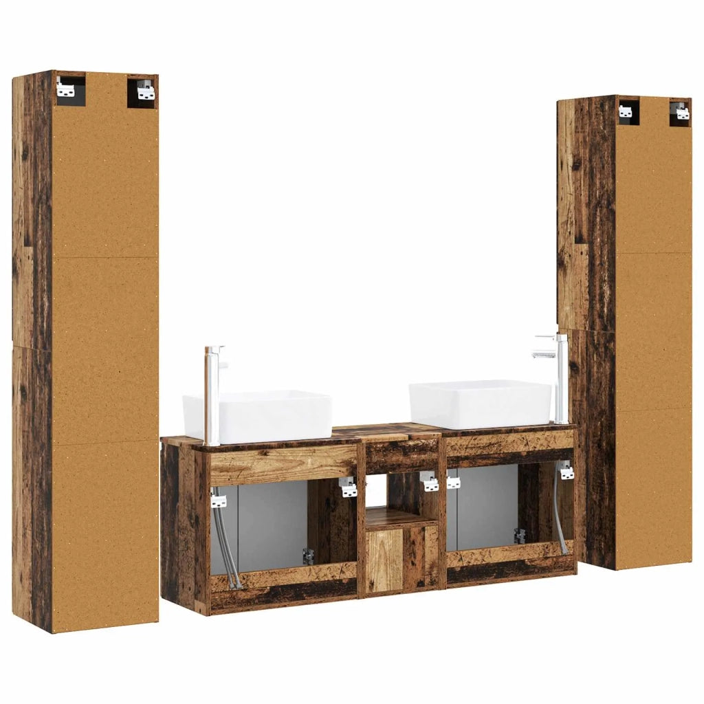 Set di mobili per il bagno 5 pz Legno antico 33 x 34,5 x 160 cm 3406041