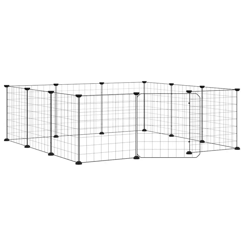Gabbia per Animali 12 Pannelli con Porta Nero 35x35 cm Acciaio cod mxl 53795