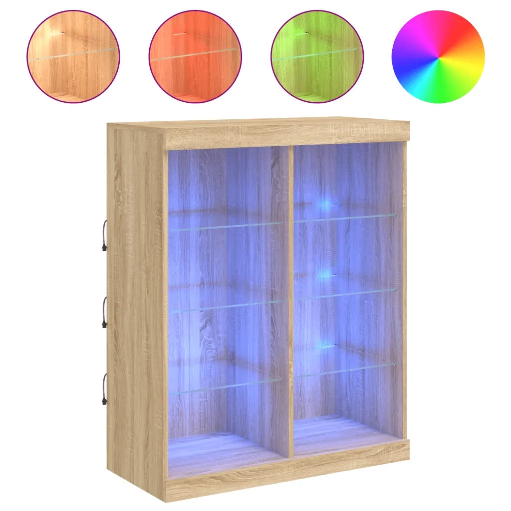 Credenza | Madia | Buffet da pranzo | Armadio da pranzo con Luci LED Rovere Sonoma 81x37x100 cm
