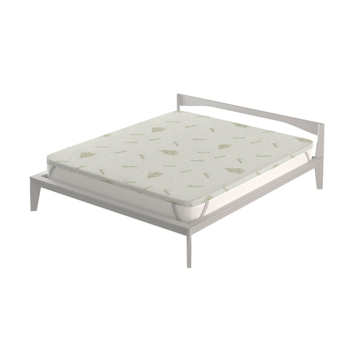 Topper Matrimoniale 160x190 cm Memory Sfoderabile Fodera Aloe con Elastici in Poliestere Bianco