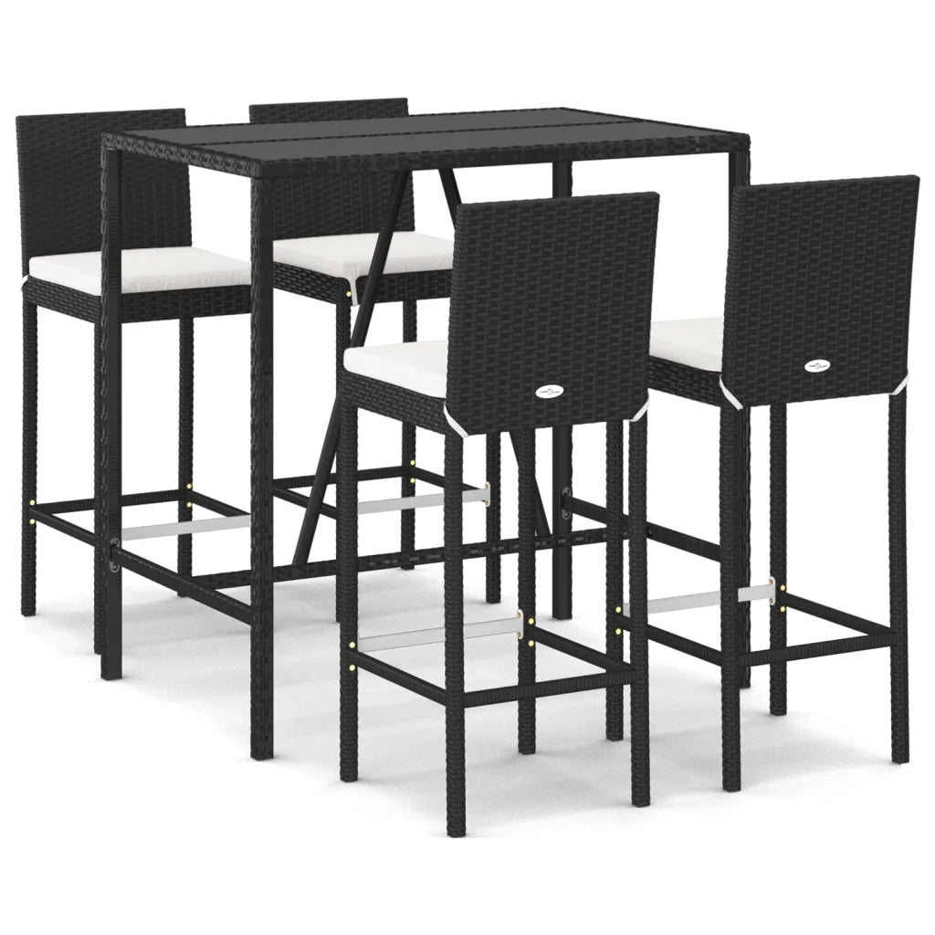 Set Bar da Giardino 5 pz con Cuscini in Polyrattan Nerocod mxl 124621