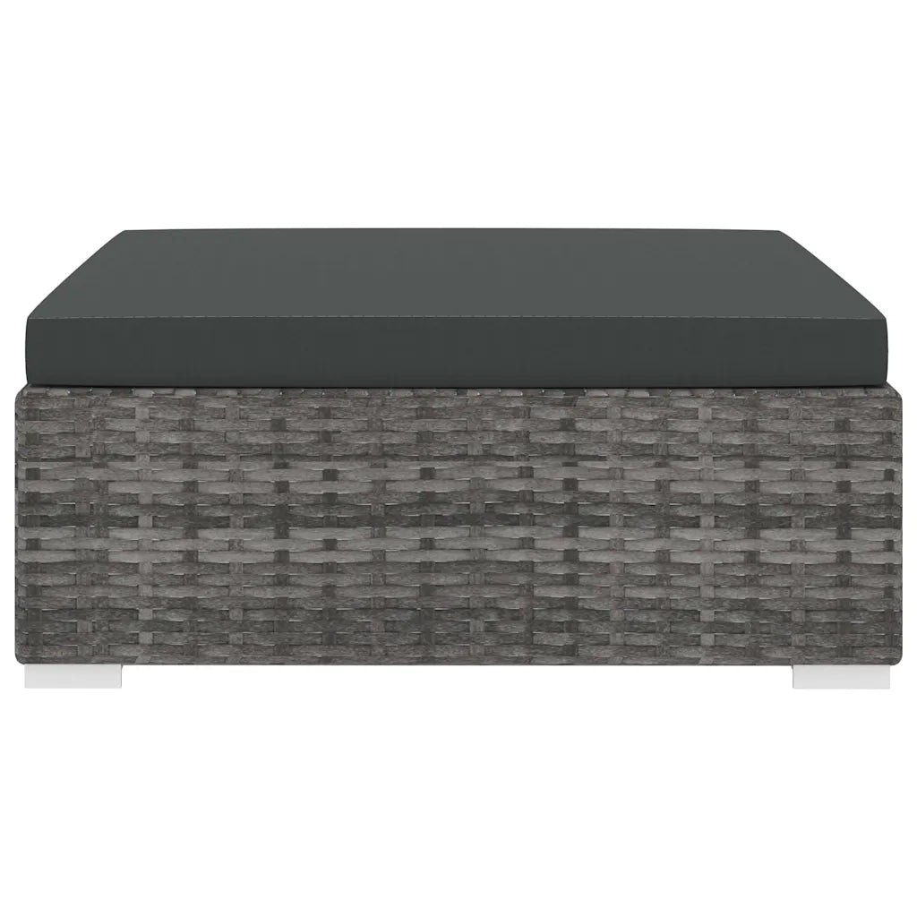 Sedia da giardino-Poggiapiedi Modulare 1 pz con Cuscino in Polyrattan Grigio