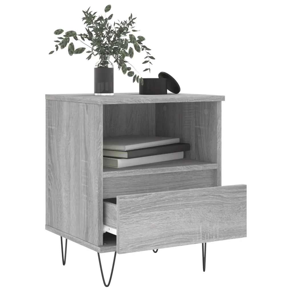 Comodini 2pz Grigio Sonoma 40x35x50 cm in Legno Multistrato 830633