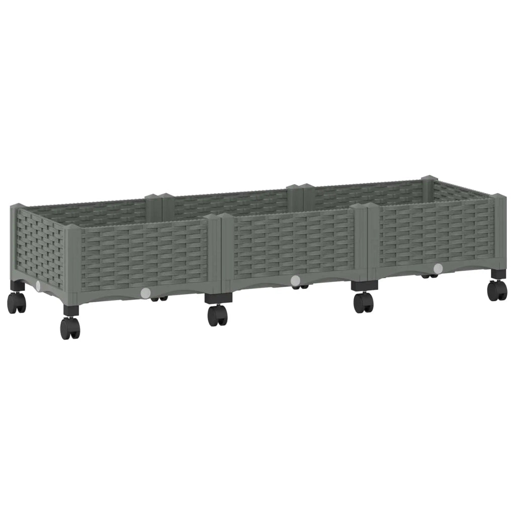 Vaso da Giardino con Ruote Grigio Chiaro 120 x 40 x 33 cm PP 3423044