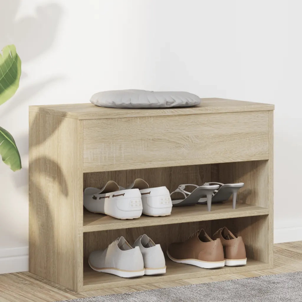 Panca Portascarpe Rovere Sonoma 60x30x45 cm in Truciolato