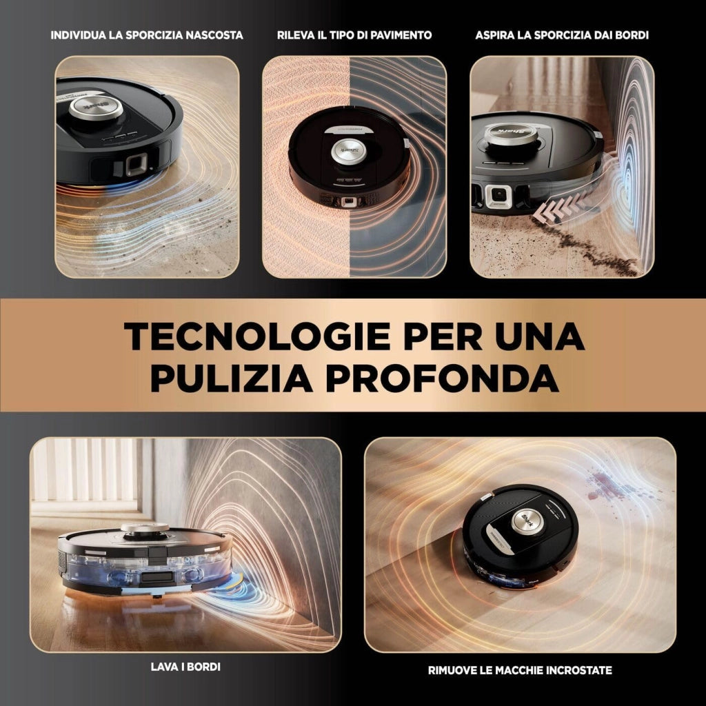 PowerDetect Robot Aspirapolvere Lavapavimenti 2 in 1, NeverTouch Pro Autosvuotante, Autoriempimento, Autopulizia, Navigazione 3D LiDAR, Bypass Ostacoli NeverStuck, WiFi/App, Nero RV2800ZEEU