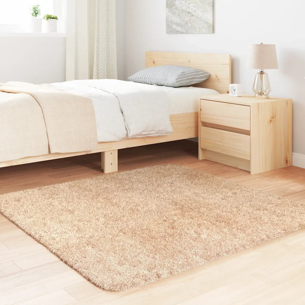 Tappeto Shaggy a Pelo Lungo NAVARRA Beige 120x120 cm poliestere 4102861