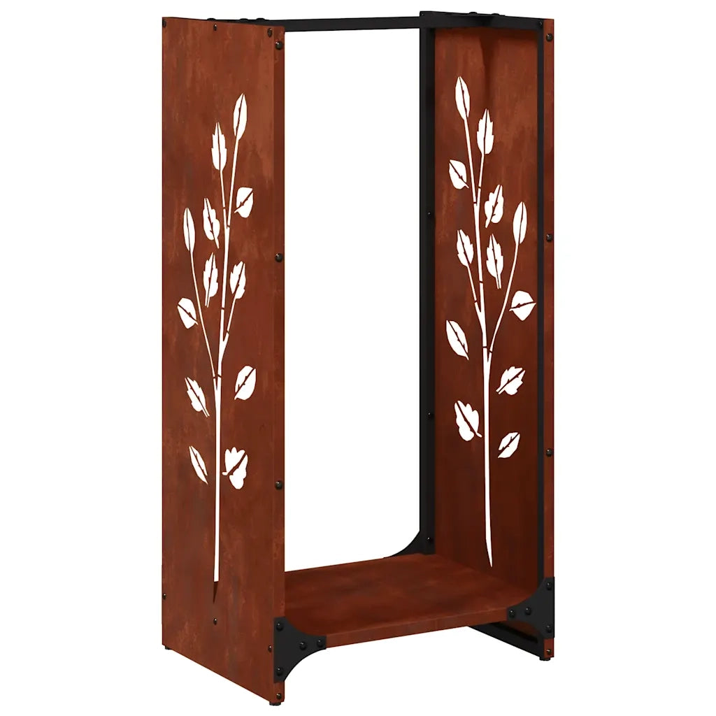 Rastrelliera per Legna da Ardere 40x30x80 cm in Acciaio Corten 864224
