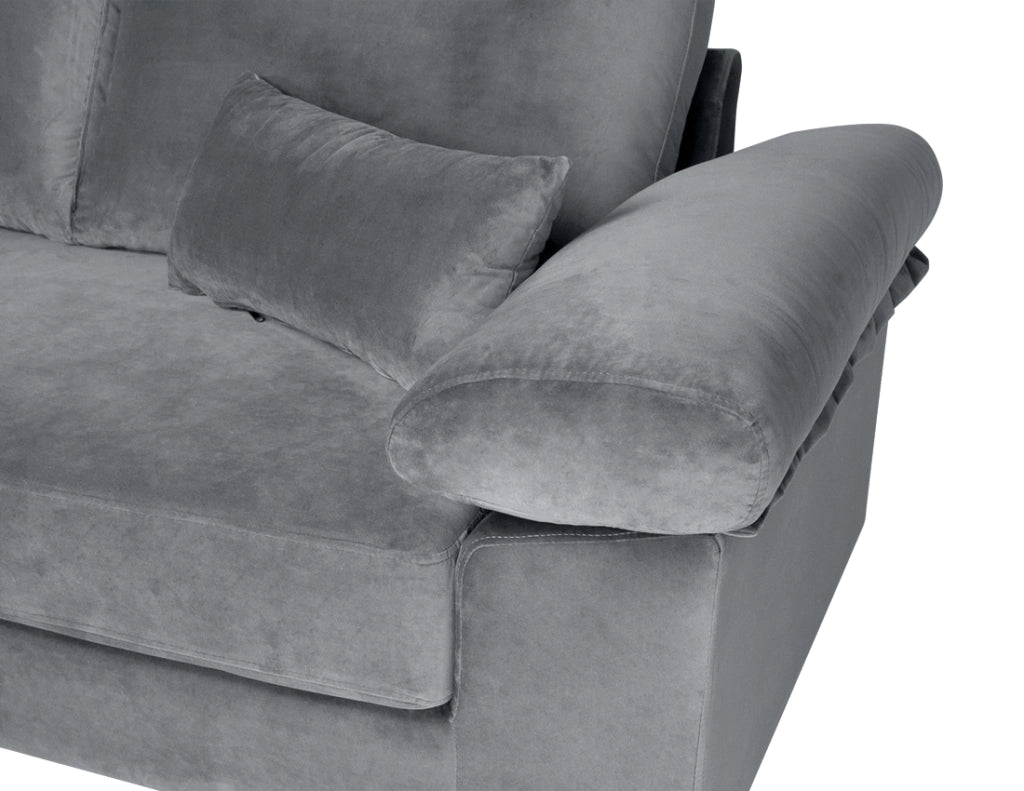Divano angolare 3 posti con chaise longue sinistra velluto grigio - Washington - DI-WA01VLT-CLSX