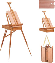 Cavalletto Pittura, Pieghevole, Altezza Regolabile, con Tavolozza e Cassetto, in Legno di Faggio, Cavalletto per Display, 71x114x183 cm