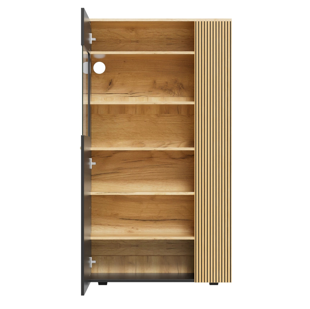 Mobile contenitore moderno 80x40x146 cm in truciolare con LED 16 colori; nero e naturale
