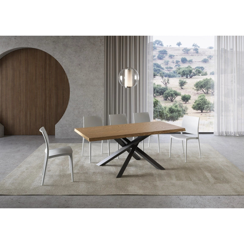 Tavolo allungabile 200/300x90 cm Versalux scortecciato telaio Antracite - Rovere
