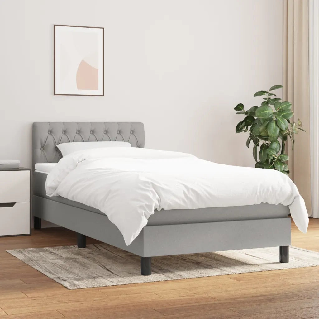 Giroletto a Molle con Materasso Grigio Chiaro 90x190 cm Tessutocod mxl 123455