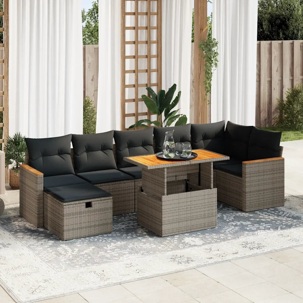 Set Divano da Giardino 5 pz con Cuscini Grigio in Polyrattan 3328124