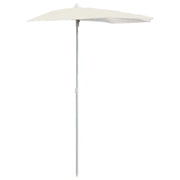 Ombrello | Parasolne Semicircolare da Giardino con Palo 180x90 cm Sabbia